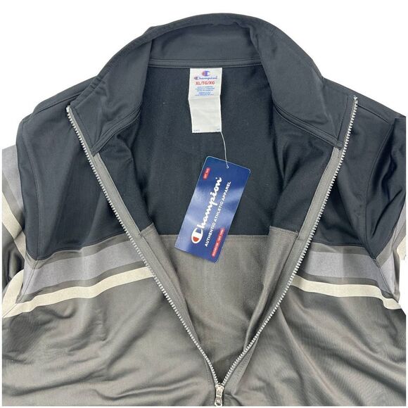New Champion Men Grey Full Zip Jacket Sport Casual Long Sleeve Collar US XL - Picture 9 of 10